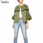 Women elegant tassel flare sleeve jacket coat pockets zipper loose jackets ladies casual coats outwear capa CT1433