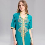 Women islamic clothing Maxi Long sleeve long Dress moroccan Kaftan embroidery dress vintage abaya Muslim Robes gown hijab style
