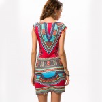 Women summer dress 2018 Vintage Ethnic Dresses Baroque Style Deep V-Neck Floral Print Casual Beach sundress Boho Hippie Vestido