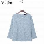 Women sweet Jacquard embroidery shirt pink blue white o neck loose blouse ladies summer fashion casual tops blusas LT1608