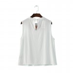 Women sweet white embroidery floral t shirt sleeveless casual summer tees camisas femininas O-neck elegant tops WT212