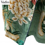 Women vintage floral kimono coat open stitch sashes outerwear ladies European style casual fashion long tops CT1435