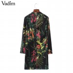 Women vintage floral leaf velvet dress back zipper turtleneck long sleeve retro casual mini summer female vestidos QZ2805