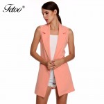Women's Jacket Sleeveless Long Cardigan Blaser Feminino Work Suit Chic Vest Blazer Solid Color Female Women Basic Coats Outwear