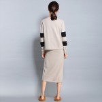 Women's Knitted Wool Twin Sets Cardigan & Dress Inner Contrast Color Wool Cardgian 2017 Spring Jacket Knitted Dress #1284
