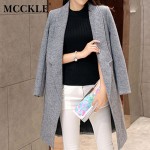 Women's Thick Long Woolen Coats Blends 2017 Spring Winter Fashion Casual Ladies Wool Coat Jackets Slim Grey Overcoat Big Size