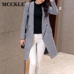 Women's Thick Long Woolen Coats Blends 2017 Spring Winter Fashion Casual Ladies Wool Coat Jackets Slim Grey Overcoat Big Size