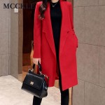 Women's Thick Long Woolen Coats Blends 2017 Spring Winter Fashion Casual Ladies Wool Coat Jackets Slim Grey Overcoat Big Size