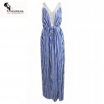 Womens Sexy strap V-neck striped lace stitchting dress FT1821 Free shipping