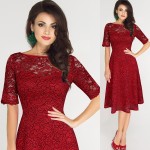 Womens Spring Casual Club Bridesmaid Mother of Bride Dress Elegant Sexy Lace Skater Slim A-Line Party Dress