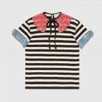 Womens Tee Shirt Summer Short Sleeve Striped Black Sequin Top Mujer