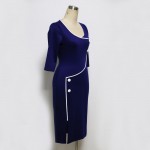 Womens Vintage Brief Split Bottom Elegant Casual Work 3/4 Sleeve O-Neck Bodycon Knee Women Office Pencil Dress 2016 Plus size