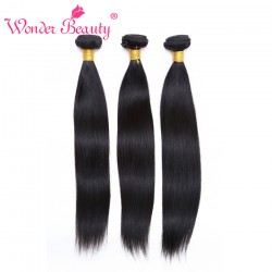 Wonder Beauty Brazilian Virgin Straight 3Pcs Lot Brazilian Straight Hair Bundle Deals 7A Brazilian Straight Human Hair Weaves