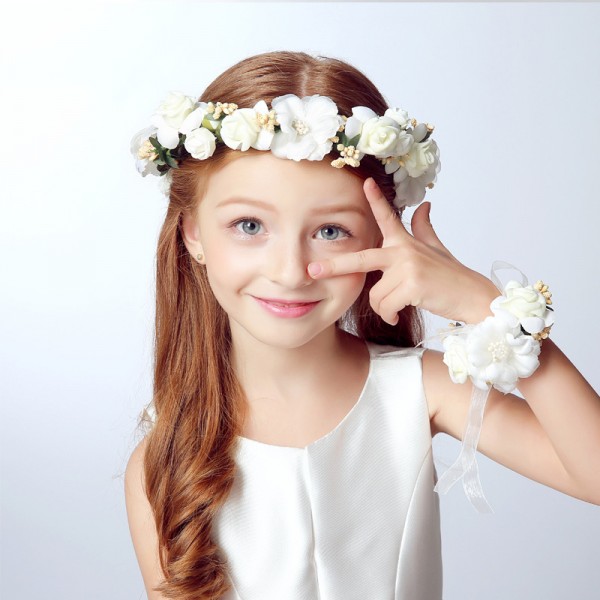 Wreath Girl Head Flower Crown Bridal Hair Accessories Artificial Flower Head Wreath For Hair Wedding Garland Headpiece 2016