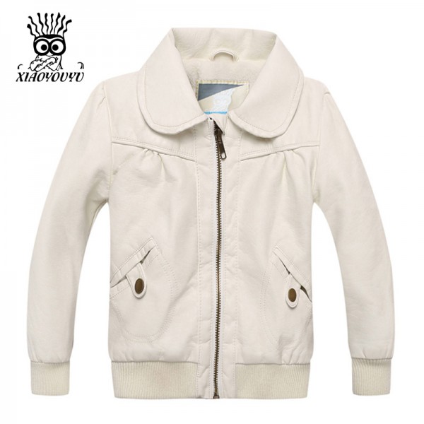 XIAOYOUYU Size 80-100 cm Baby Girl Outdoor Jacket Kids Leather Coat Fashion Children Outwear