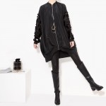 [XITAO] 2016 Autumn new street coat sleeve sequined collar long-sleeved loose plus size zipper jacket women wholesale LLB-127