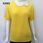 XJXKS 2017 Summer new Women loose bat sleeve shirt hollow thin section was thin short-sleeved T-shirt knitted Top