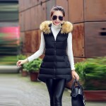 XJXKS Vest autumn and winter collar plus size L;XL;XXL;XXXL;4XL slim medium-long down vest women outerwear cotton clothes