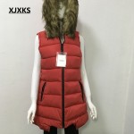 XJXKS Vest autumn and winter collar plus size L;XL;XXL;XXXL;4XL slim medium-long down vest women outerwear cotton clothes