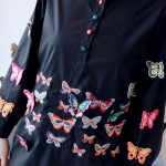 XXXL 4XL 5XL Plus Size Women Shirt Dress 2017 Spring Stand Collar Long Sleeve Butterfly Embroidery Slim Casual Elegant Dresses