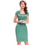 XXXL Plus size 50s vintage bodycon dress 2016 Summer Black Red Green Khaki Hips Wrapped Women Casual Pencil Dress robe moulante