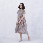 XianRan Women Dress Print Dress Lantern Sleeve Plus Size Linen Dress Free Shipping