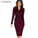 YATHON False two Heart Pattern Formal Office Work Pencil Dress For Women Elegant Pin Up Summer Bodycon Casual Prom Party Dresses