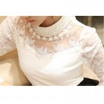 YEYELANA 2017 New Women Blouses Spring Blusas Slim Sexy Casual Lace Blouse Openwork Long Sleeve Shirt Women clothing Tops A006