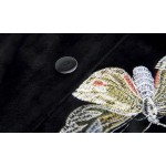 YIGELILA 9374 Latest Winter New Women Black Velvet Butterfly Embroidery Cloak Cape Coat Poncho
