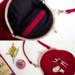 YIZI Vintage Velvet Embroidery Women Messenger Bags In Semi-circle Round Shape Original Designed(FUN KIK)