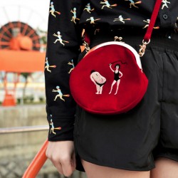 YIZI Vintage Velvet Embroidery Women Messenger Bags In Semi-circle Round Shape Original Designed(FUN KIK)