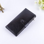 YOUYOU MOUSE Vintage Women Oil Leather Wallets Two Fold Ms. Long Coin Purse Fashion Zipper Lady Clutch Money Bag Card Holder