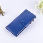 YOUYOU MOUSE Vintage Women Oil Leather Wallets Two Fold Ms. Long Coin Purse Fashion Zipper Lady Clutch Money Bag Card Holder