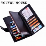 YOUYOU MOUSE Vintage Women Oil Leather Wallets Two Fold Ms. Long Coin Purse Fashion Zipper Lady Clutch Money Bag Card Holder