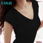 YUETONGME  2017 Summer Women Casual Deep V neck Solid Sleeveless women Shirts Women Tops t shirt  Plus Size  BTL017