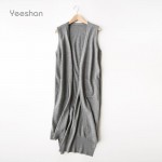 Yeeshan Knit Women Vest Women Open Front Cardigan Wool Cotton Blend Cardigan Vests Elegant Solid Knit Sleeveless Jacket