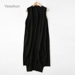 Yeeshan Knit Women Vest Women Open Front Cardigan Wool Cotton Blend Cardigan Vests Elegant Solid Knit Sleeveless Jacket