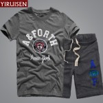 YiRuiSen Brand Clothing Short Sweatpants + Sweatshirts Set For Men Soft 100 % Cotton Hoodies Man Casual Summer Suits