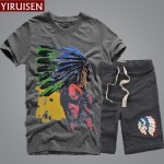 YiRuiSen Brand Clothing Short Sweatpants + Sweatshirts Set For Men Soft 100 % Cotton Hoodies Man Casual Summer Suits