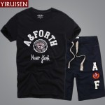 YiRuiSen Brand Clothing Short Sweatpants + Sweatshirts Set For Men Soft 100 % Cotton Hoodies Man Casual Summer Suits