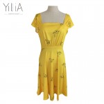 Yilia 2017 New La La Land Dress Mia Emma Stone Summer Yellow Floral Skater Dress Vestidos Plus Size Short Sleeves Floral Vintage