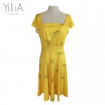 Yilia 2017 New La La Land Dress Mia Emma Stone Summer Yellow Floral Skater Dress Vestidos Plus Size Short Sleeves Floral Vintage