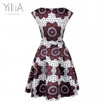 Yilia Fashion Summer Autumn Dress Women 2018 Sexy Sleeveless Floral Printed V Neck Elegant Party Knee-Length Ball Gown Dresses