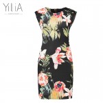 Yilia Plus Size Women Vintage Vestidos Dress Sleeveless Summer Floral Pencil Dresses Evening Party Elegant Design Flowers Clothe