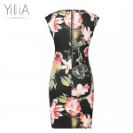 Yilia Plus Size Women Vintage Vestidos Dress Sleeveless Summer Floral Pencil Dresses Evening Party Elegant Design Flowers Clothe