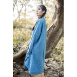 YoYiKamomo Women cotton linen dress 2017 new retro ink painting linen loose long white dress plus size women clothing