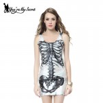 [You're My Secret] Women Dress Black Milk  Skull Print Dress Vest O-neck Sleeveless Tank Dress Vestido