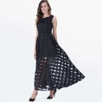 Young17 16 Maxi Summer Plaid Women Dress New Long Organza day Dress Vestidos De Festa Satin Fashion style black women dresses