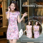 YuooMuoo 2 Colors Women Celebrity Party Dress Butterfly Embroidery Dress Vintage Floral Bandage Bodycon Casual Purple Dress