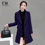 YuooMuoo 2016 Autumn Winter Coat Women Wool Coat Female Overcoat High Quality Brand Medium Long Blue Woolen Jacket Women Coat
